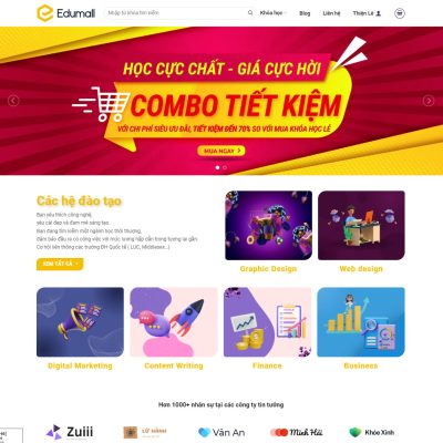 Mẫu web Bán khóa học – Có tích hợp học online – Quản lý khóa học ngay trên web